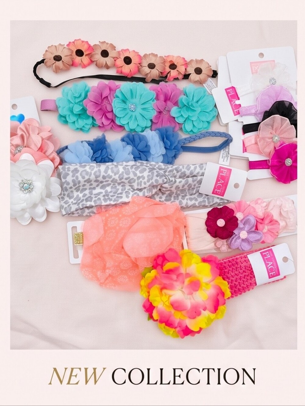 The Childrens Place Girls Floral Headwrap Multi Color Elastic Hair Band Sz 9pc